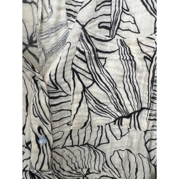 Elan Tropical Printed Cinched Long Sleeve Tunic Cotton Top Womens Medium - Picture 8 of 8